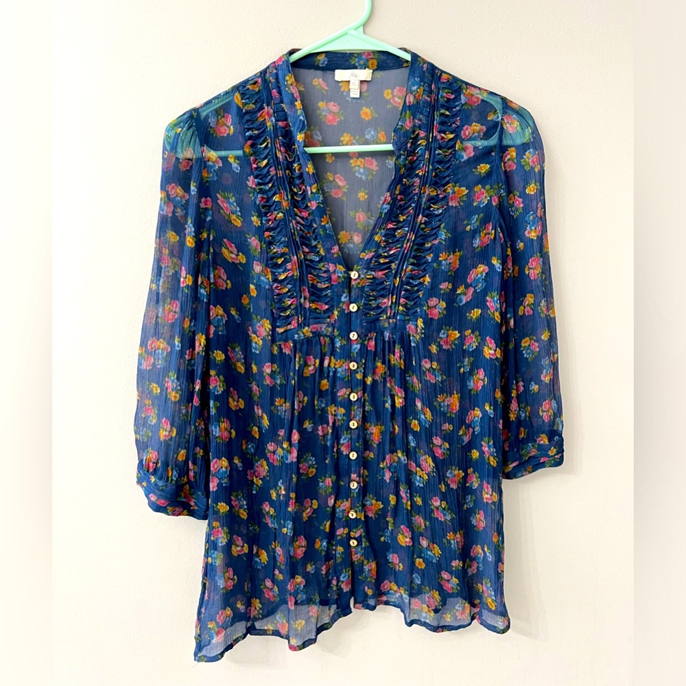 Joie sheer floral blouse